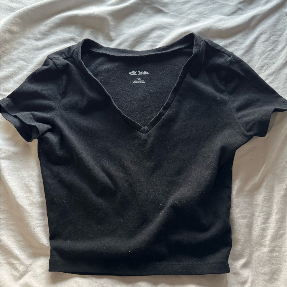Wild Fable Black V-Neck Women's Top